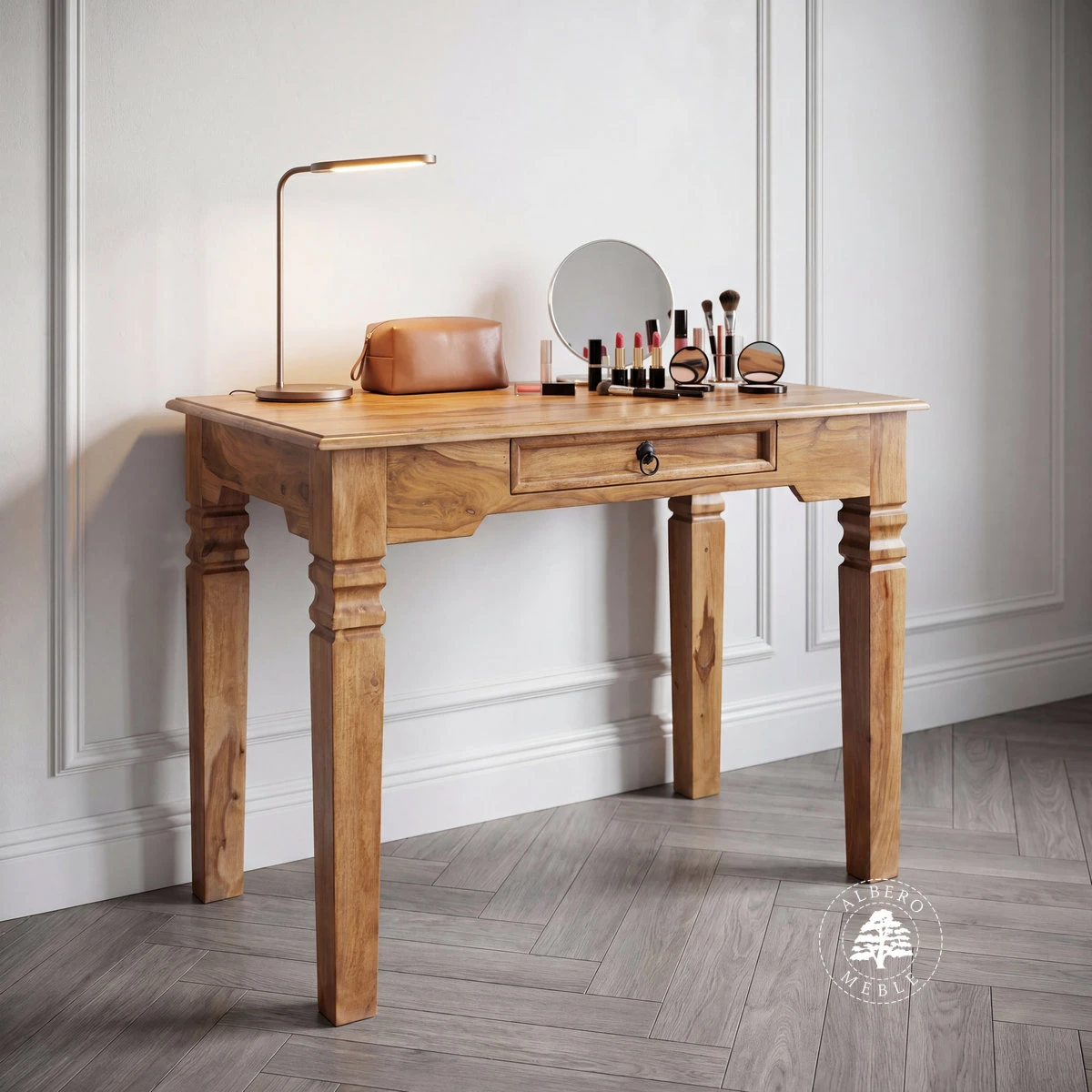 Oryginalne indyjskie biurko z litego drewna palisander