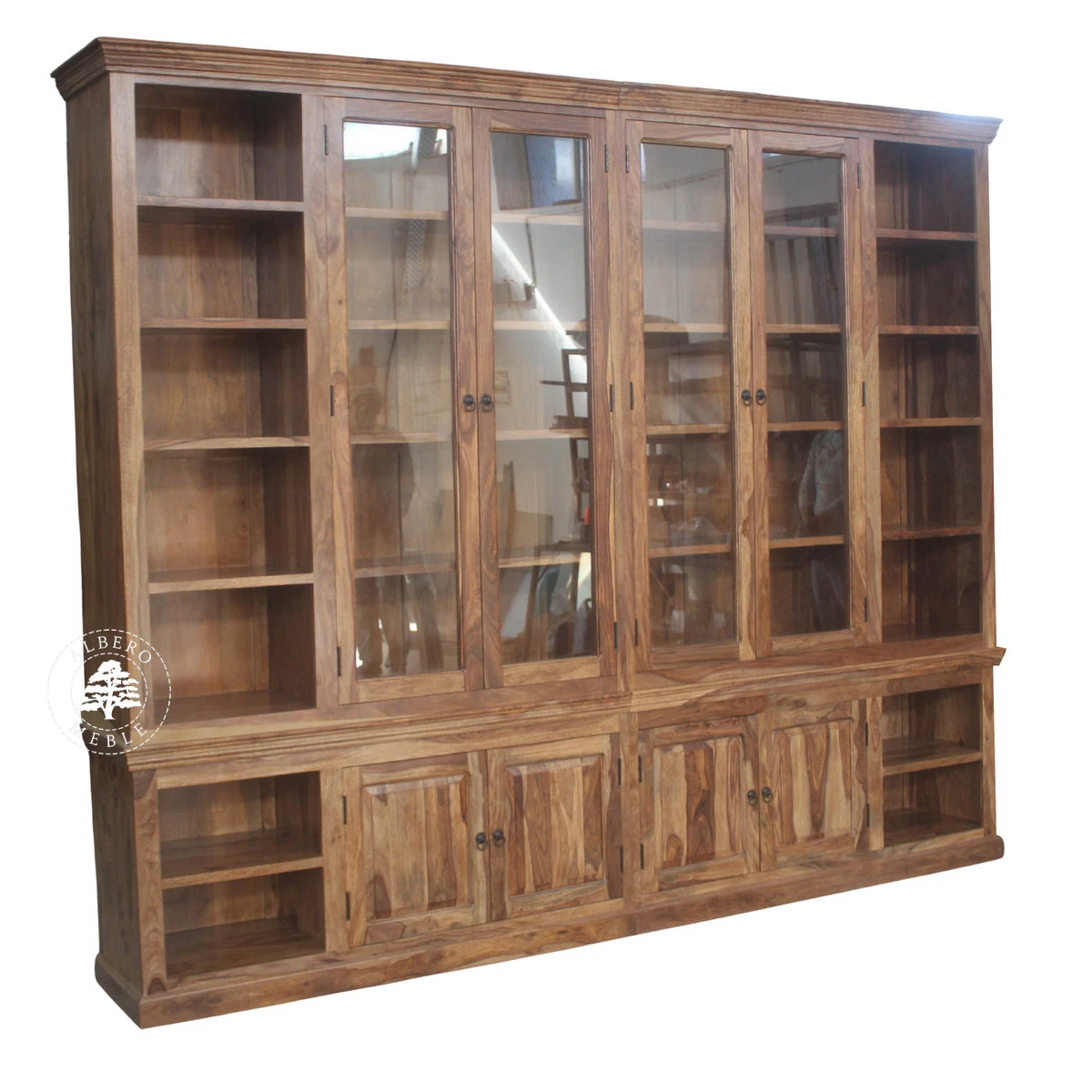 Klasyczna biblioteka z litego drewna