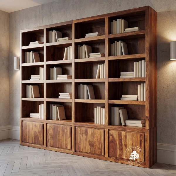 Duża, Nowoczesna Biblioteka na Zamówienie z Litego Drewna