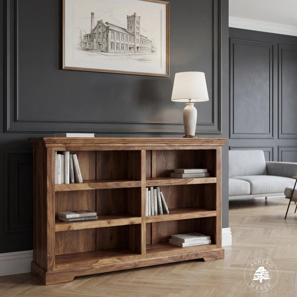 Niska biblioteczka drewniana