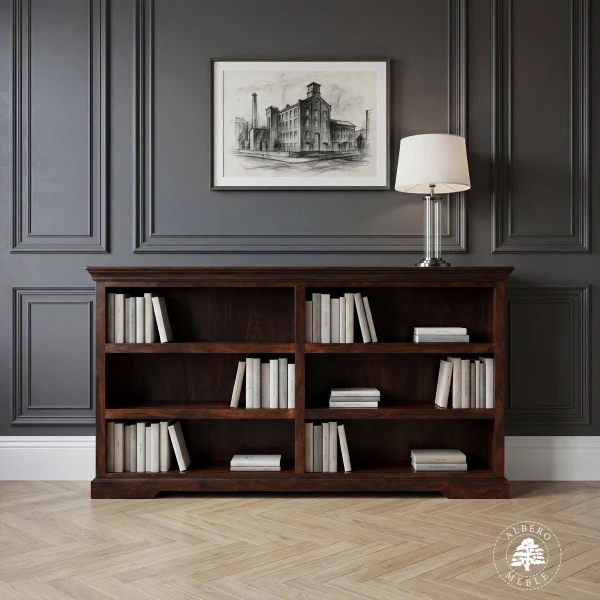 Niska biblioteczka drewniana