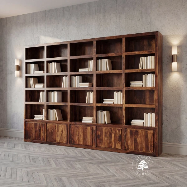 Nowoczesna Biblioteka na Wymiar z Litego Drewna