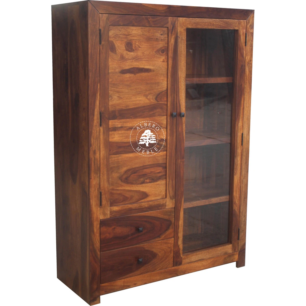 Szeroki kredens Modern Cube wykonany z drewna litego