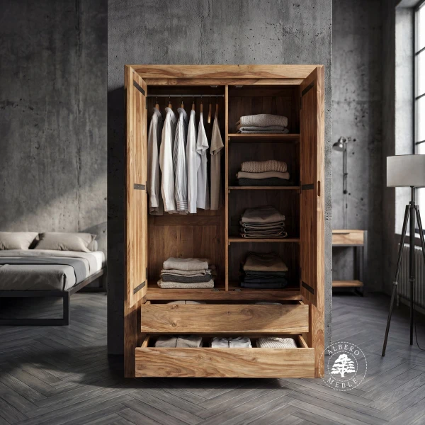 Nowoczesna Szafa z Litego Drewna Egzotycznego