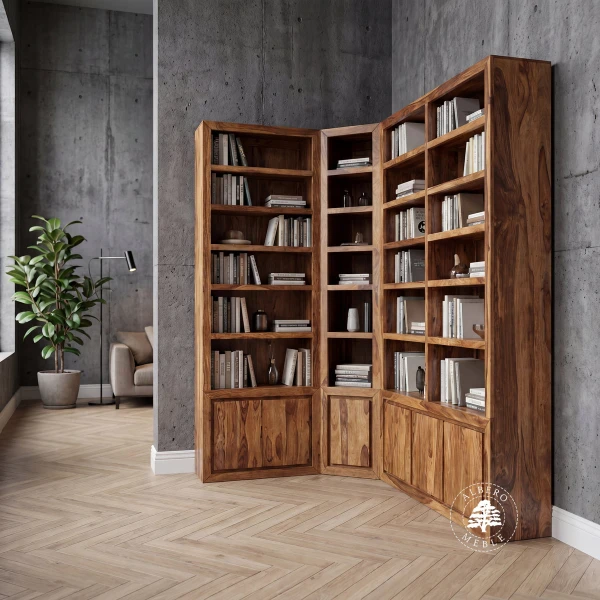 Narożna Biblioteka Drewniana na Wymiar