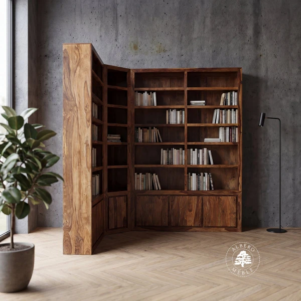 Narożna Biblioteka Drewniana na Wymiar