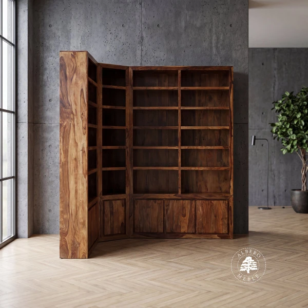Narożna Biblioteka Drewniana na Wymiar